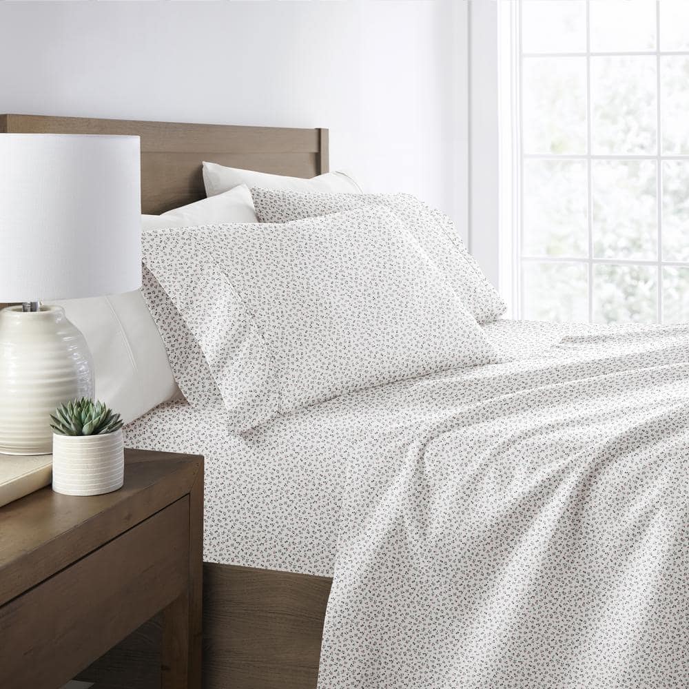 Full Size Pale Mauve Floral Microfiber Sheet Set
