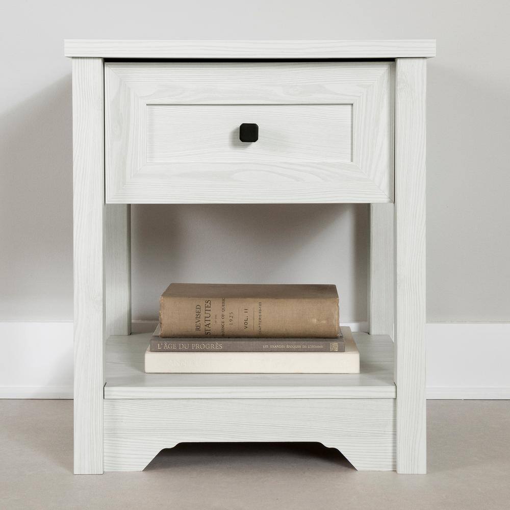 White Pine Rectangular Wood End Table with Storage
