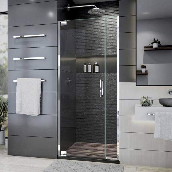 DreamLine Elegance Plus 30 in. to 30-3/4 in. W x 72 in. H Pivot Frameless Shower Door in Chrome