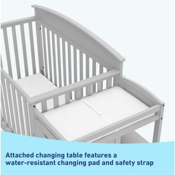 Graco Benton Pebble Gray 4 in 1 Convertible Crib and Changer 04586