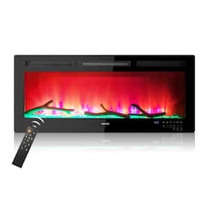 42 in. 1500-Watt Black Electric Fireplace Infrared Space Heater with 3D Flames and Remote Control