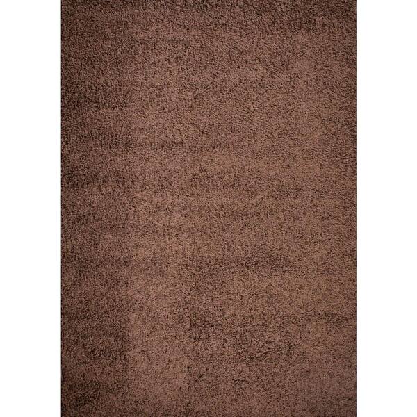 Concord Global Trading Shaggy Plain Brown 3 ft. x 5 ft. Area Rug