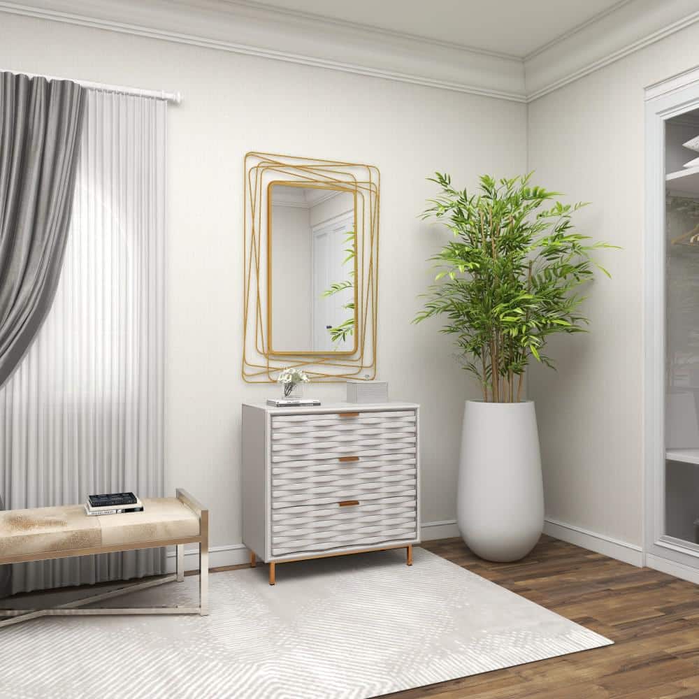 Modern Full Length Polished Gold Rectangular Wall Mirror