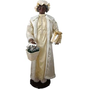 58 in. African American Dancing Mrs.Claus with Gift and Basket, Standing Decor, Motion-Activated Christmas Animatronic