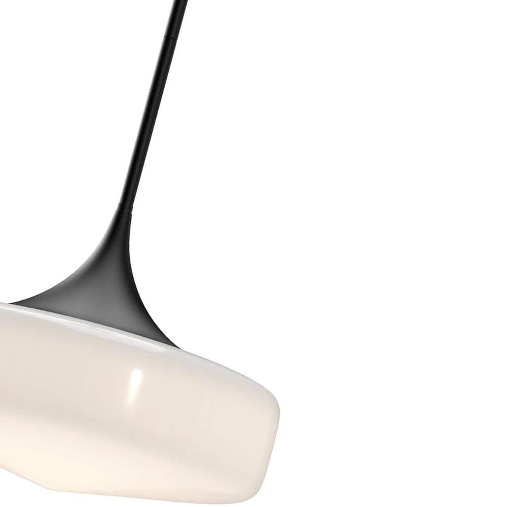 Lincoln 14" Matte Black Drum Pendant with Glossy Opal Shade