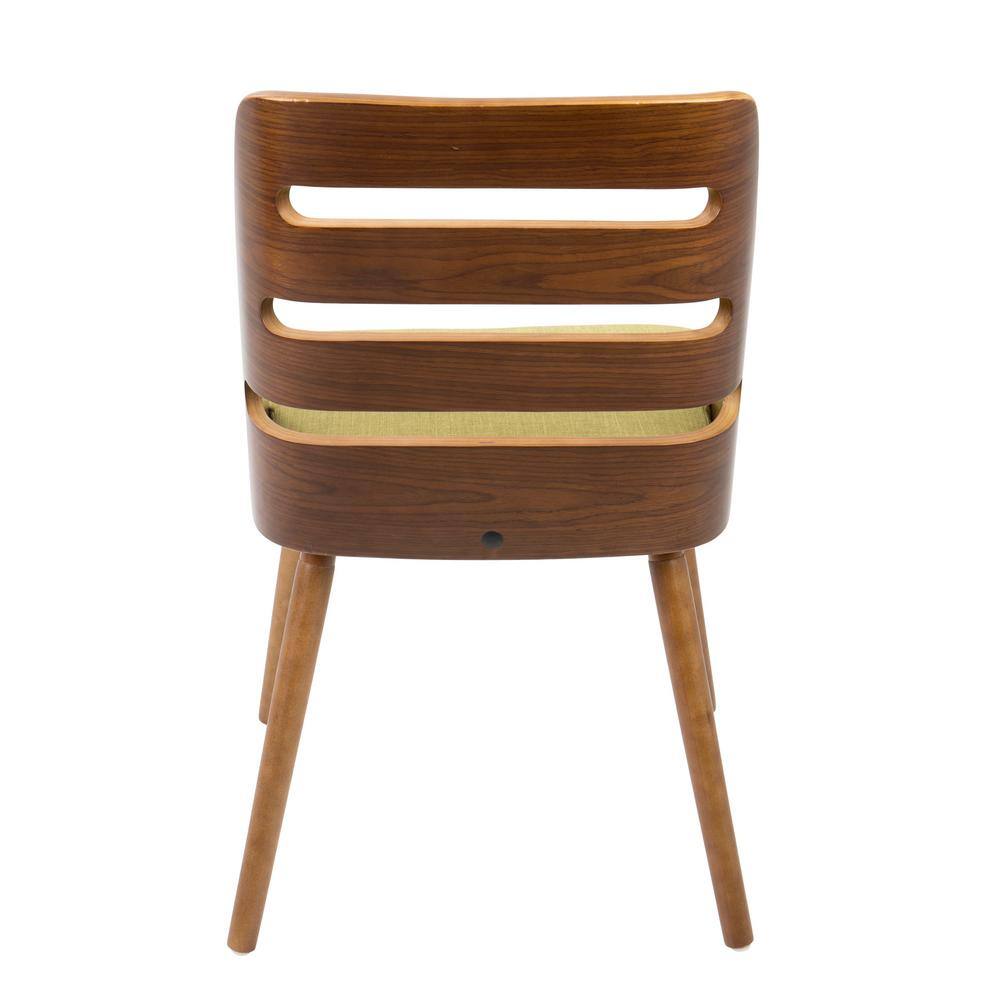 Green Upholstered Walnut Ladderback Side Chair