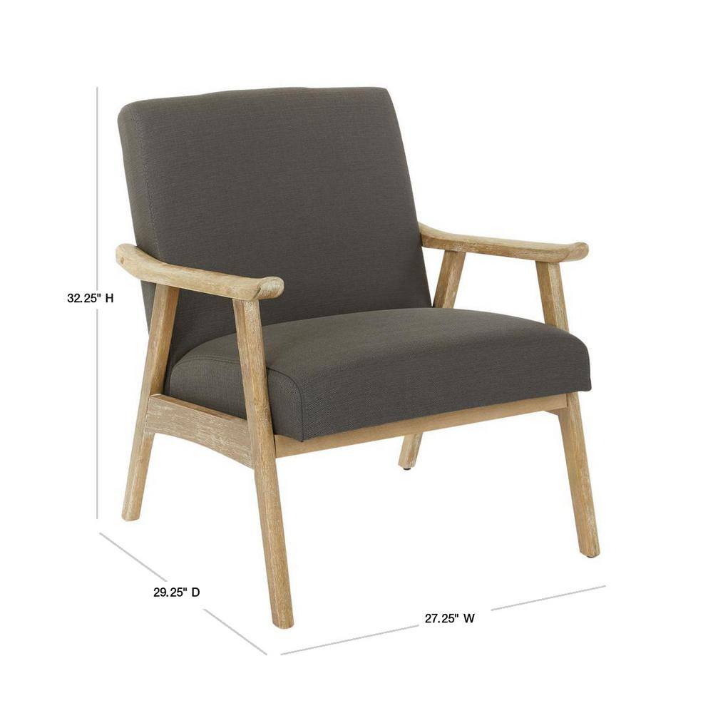 Gray Solid Wood Mid-Century Modern Armchair