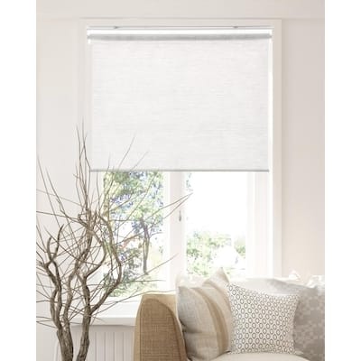 Bali Essentials Cream Corded Light Filtering Motorized Vinyl Exterior Roll-Up  Shade Left Motor White Cassette 108 in. W x 84 in. L 28309L - The Home Depot