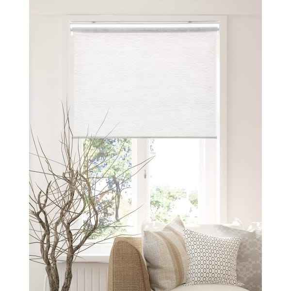 Chicology Snap-N'-Glide Felton White Cordless Light Filtering UV Protection Polyester Blend Roller Shade 36 in. W x 72 in. L