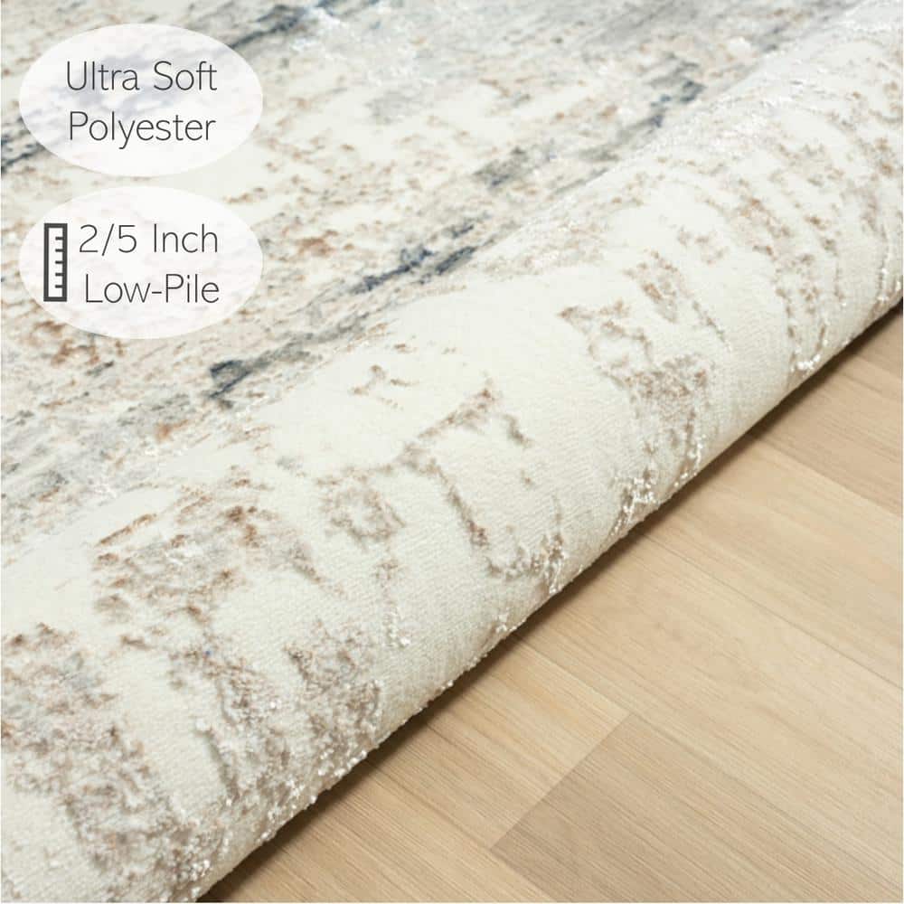Gray and Beige Abstract Synthetic 5' x 7' Area Rug