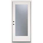 36 in. x 80 in. Smooth White Right-Hand Inswing Full-Lite Frosted Finished Fiberglass Prehung Front Door