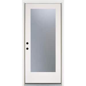 36 in. x 80 in. Smooth White Right-Hand Inswing Full-Lite Frosted Finished Fiberglass Prehung Front Door