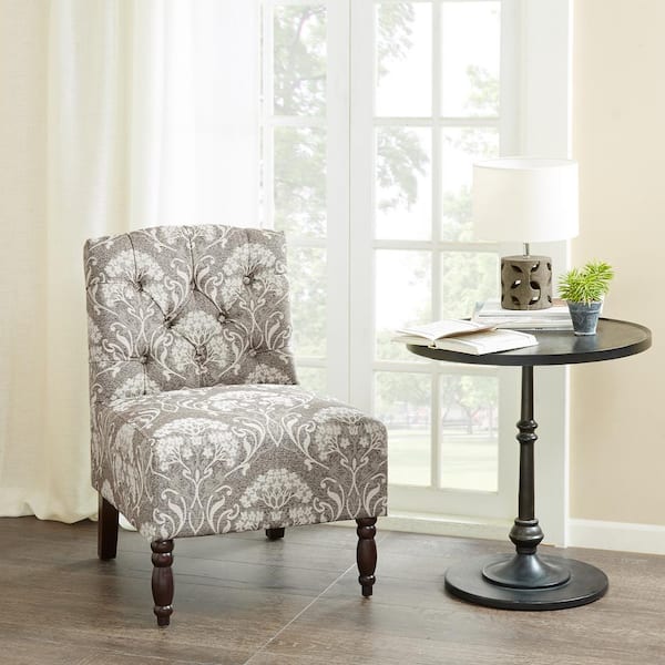 Madison Park Lina Taupe Tufted Upholstered Armless Slipper Chair
