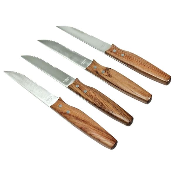 Charcoal Companion Orchard Steak Knives with Rosewood Handles (Set of 4)