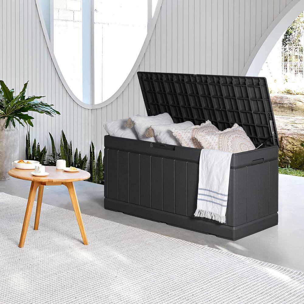 Black Resin Lockable 85 Gallon Outdoor Deck Box