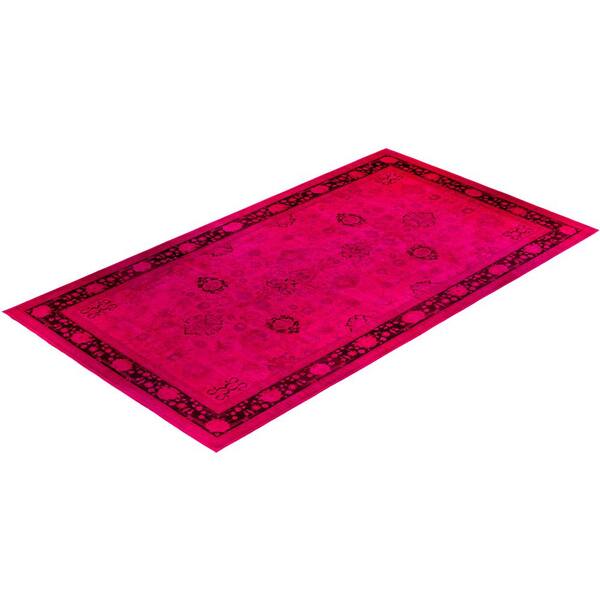 Overdyed Pink 10 ft. x 18 ft. Solid Wool Indoor Area Rug