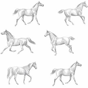 Burnett Off-White Horses Paper Strippable Wallpaper (Covers 56.4 sq. ft.)