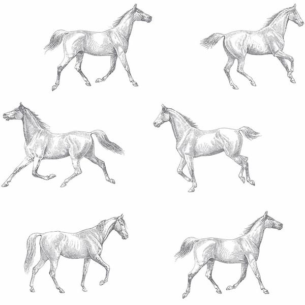 ESTA Home Burnett Off-White Horses Off-White Wallpaper Sample