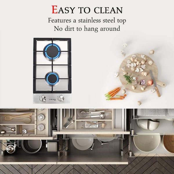 GASLAND Chef 12 in. Built-in Gas Stove Top, LPG Natural Gas Cooktop in  Stainless Steel with 2-Sealed Burners, ETL GH30SF-N1 - The Home Depot
