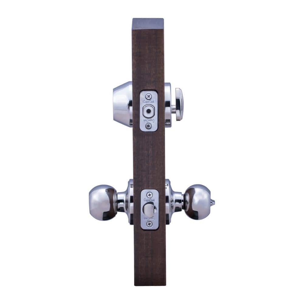 Polished Brass Single Cylinder Door Knob and Deadbolt Set