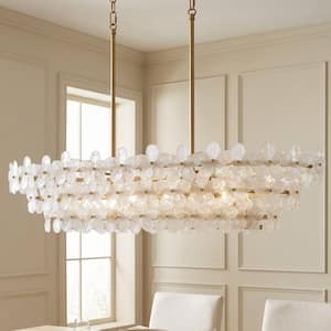 Wright 5-Light Brushed Gold Chandelier with Clear Textured Glass Shade