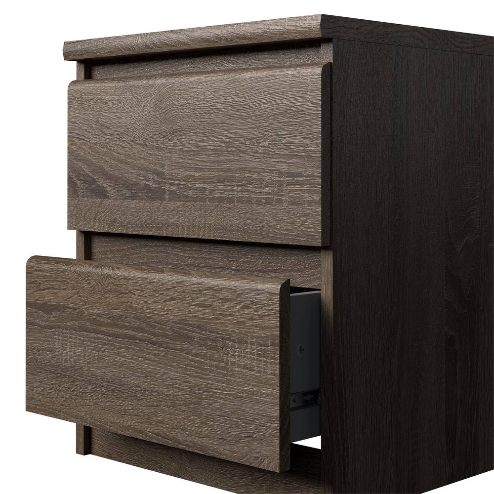 Truffle Oak 2-Drawer Modern Nightstand