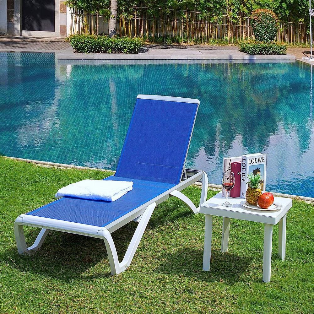 Cesicia Adjustable White Frame 1Piece Metal Outdoor Chaise Lounge in