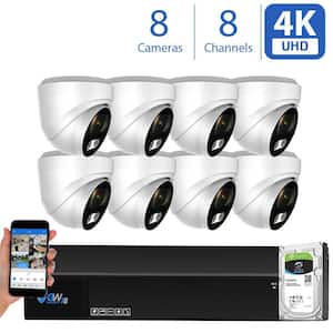 8-Channel HD-Coaxial 8MP Surveillance Security Cameras System 2TB with 8 Wired 4K 4-in-1 Analog 2.8 mm Fixed Lens Turret