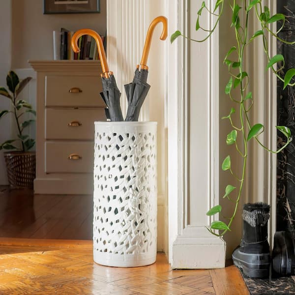 Oriental Furniture 20 in. Bamboo Lattice Umbrella Stand