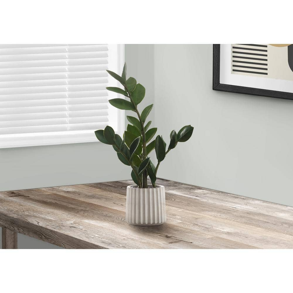 20 in. Green Artificial Zz in. 5 in Grey Plastic Pot HD 9500 - The Home ...