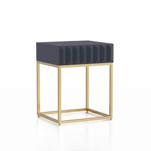 Kapulet 19 in. Antique Blue and Gold Rectangle Wood Top Side Table