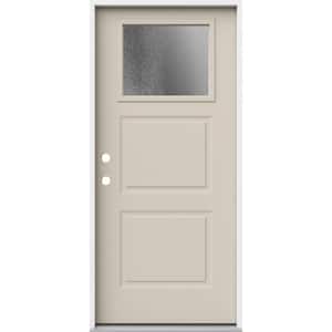 36 in. x 80 in. Right-Hand/Inswing 2 Panel 1/4 Lite Chinchilla Frosted Glass Primed Steel Prehung Front Door