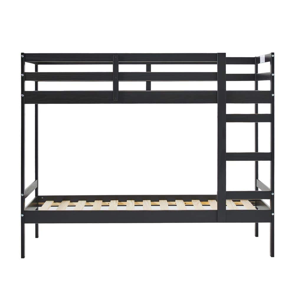 Welwick Designs Black Twin Over Twin Modern Wood Bunk Bed Hd9943 The