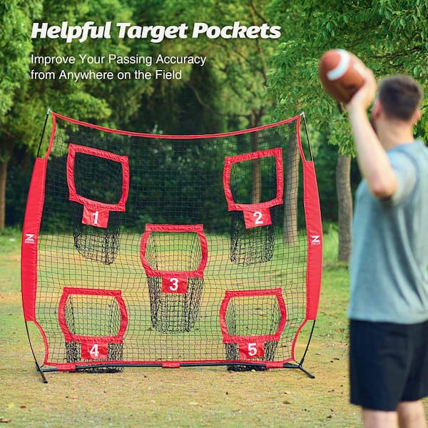Unbranded - Football Throwing Net, 7 ft. x 7 ft. Football Training Equipment with 5 Target Pockets for Throwing and Passing Practice