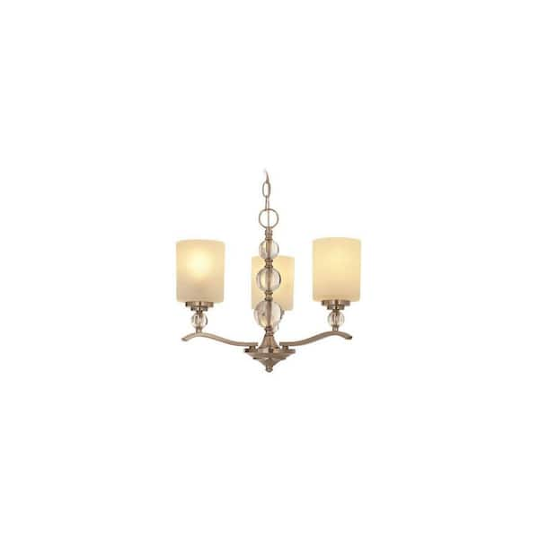 Hampton Bay Laurel Hill 3-Light Brushed Nickel Chandelier with Opal Glass Shades and Glass Ball Accents