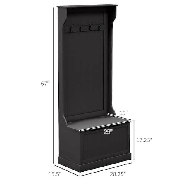 HOMCOM 28 in. 3-In-1 Entryway Hall Tree with Storage Bench
