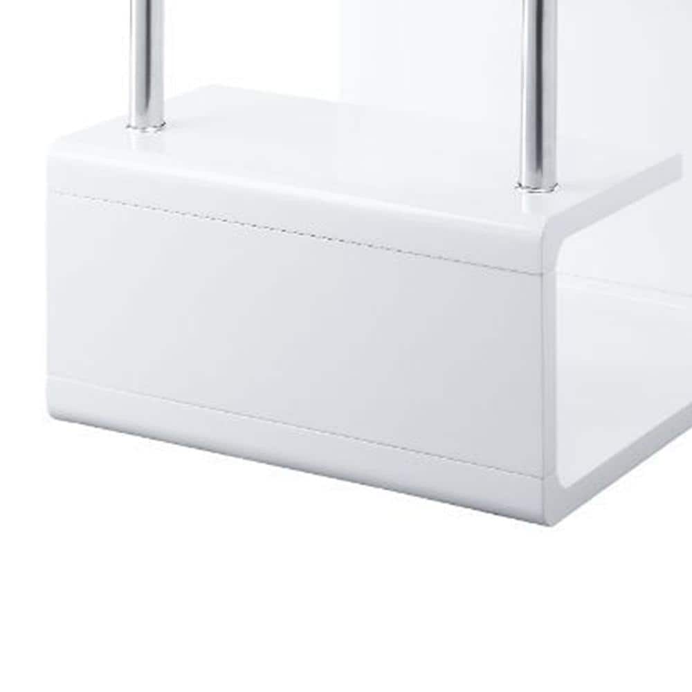Nevaeh 29" White High Gloss & Clear Glass Square End Table