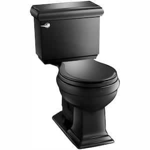 Memoirs 12 in. Rough In 2-Piece 1.28 GPF Single Flush Round Toilet in Black Black Seat Not Included
