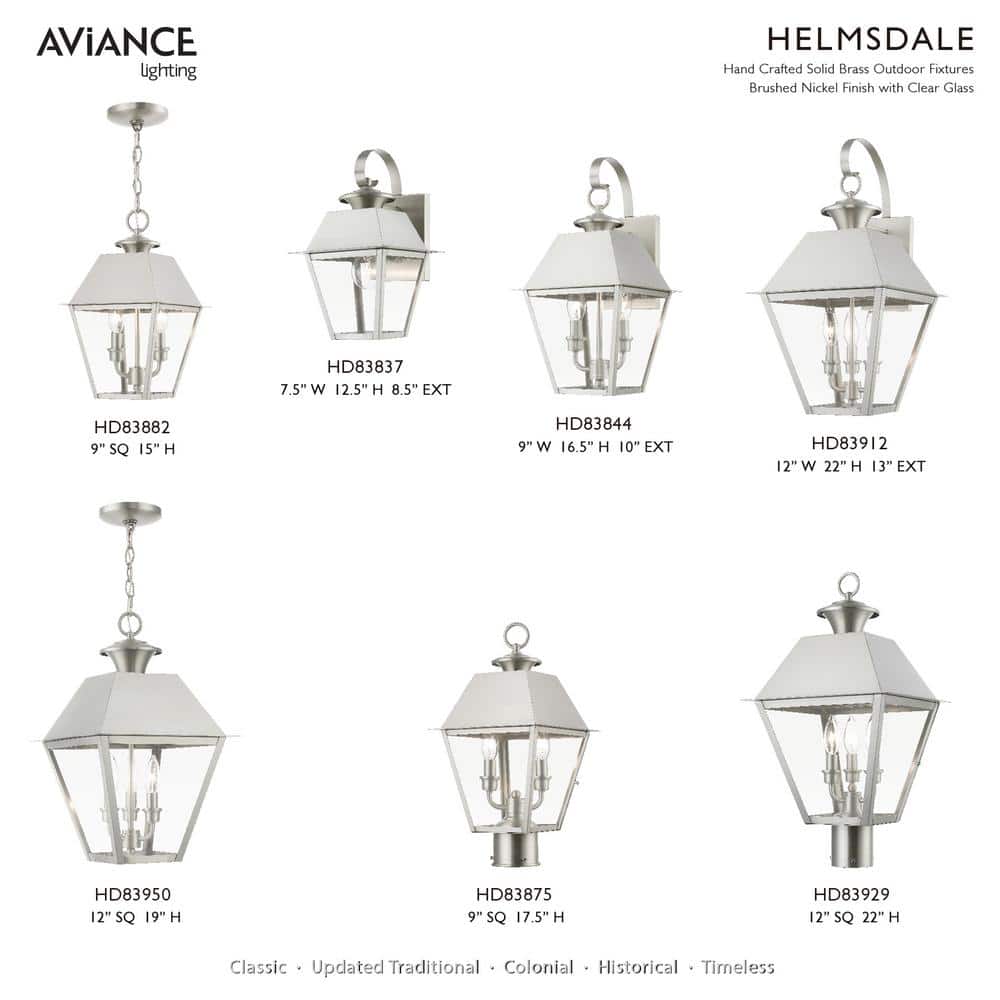 Elegant Brushed Nickel 3-Light Outdoor Pendant with Clear Glass