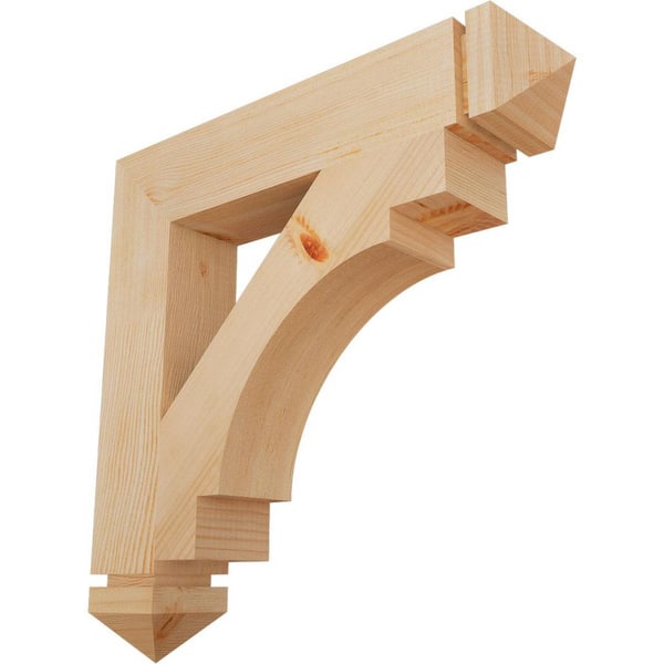 Ekena Millwork 3.5 in. x 22 in. x 22 in. Douglas Fir Merced Arts and Crafts Smooth Bracket