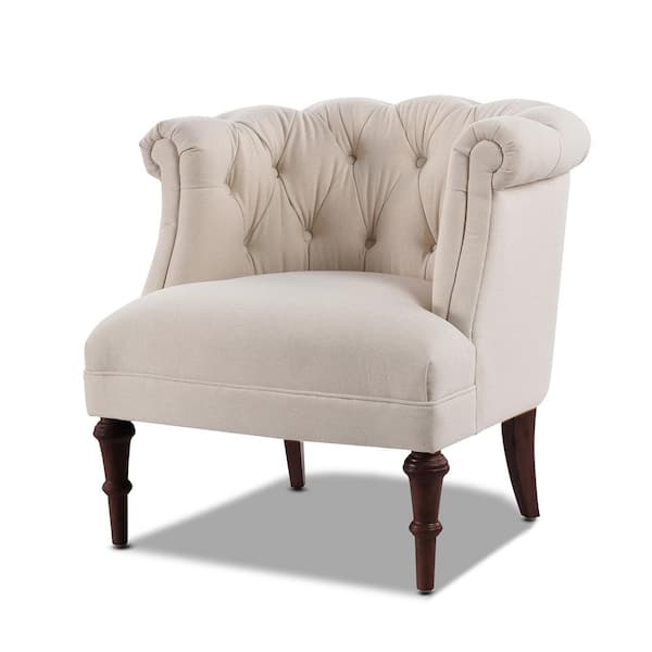 Katherine Traditional Sky Neutral Tufted Living Room Accent Arm Chair