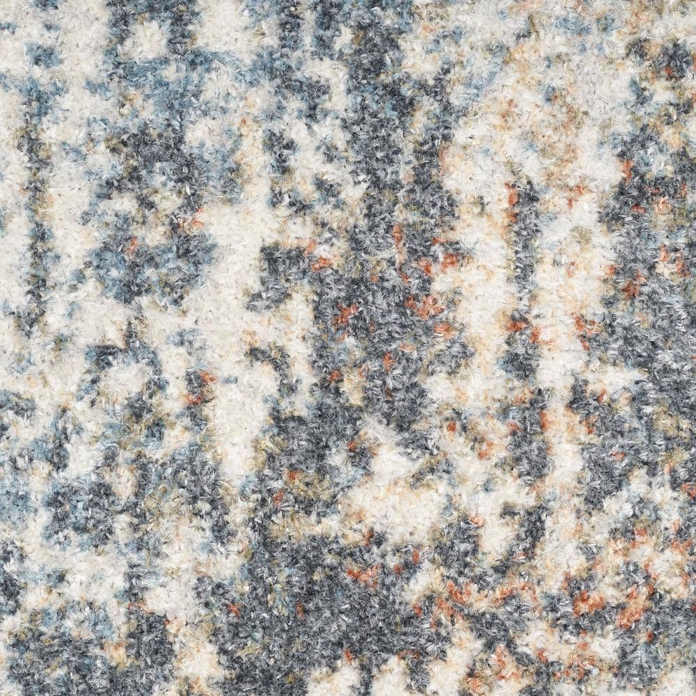 Ivory Abstract Synthetic 3'3" x 5' Easy-Care Area Rug