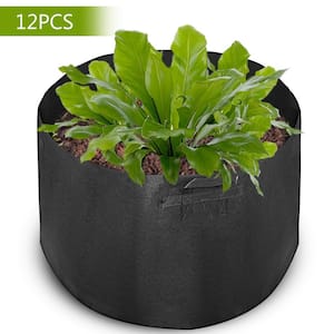 65 Gal. with Handles Plant Grow Bag Aeration Fabric Pots Black Grow Bag Plant Container (12-Pack)