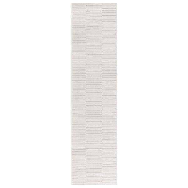SAFAVIEH Stella Ivory 2 ft. x 8 ft. High-Low Solid Striped Runner Rug