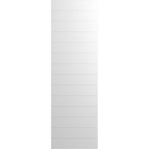 Ekena Millwork 12 in. x 56 in. True Fit PVC Horizontal Slat Modern Style Fixed Mount Board and Batten Shutters Pair in Unfinished