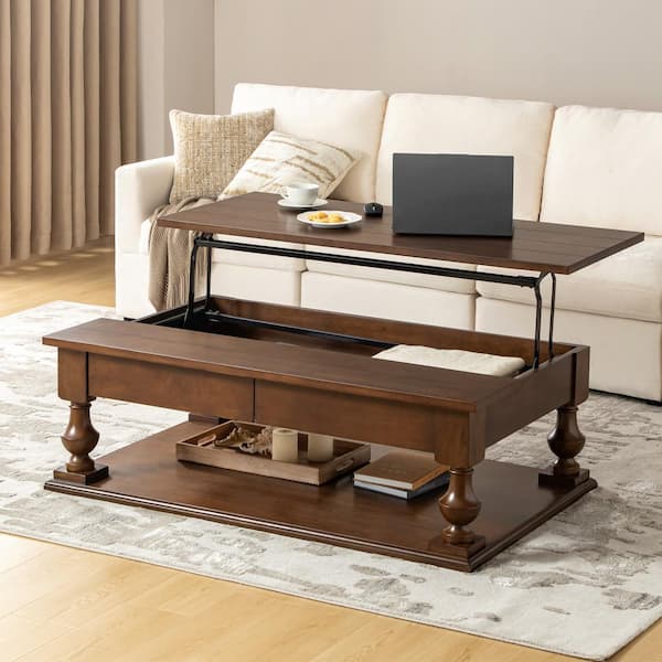 JAYDEN CREATION Arvid Walnut 54 in. Traditional Lift Top