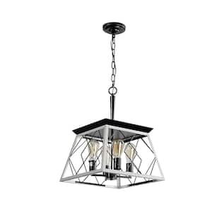15 in. 4-Light White Industrial Kitchen Island Pendant Light Fixture Farmhouse Chandeliers Metal Solid Ceiling Lights