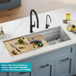 Kore 45 in. Undermount Single Bowl Stainless Steel Kitchen Workstation Sink with 2-Tier Integrated Ledge and Accessories