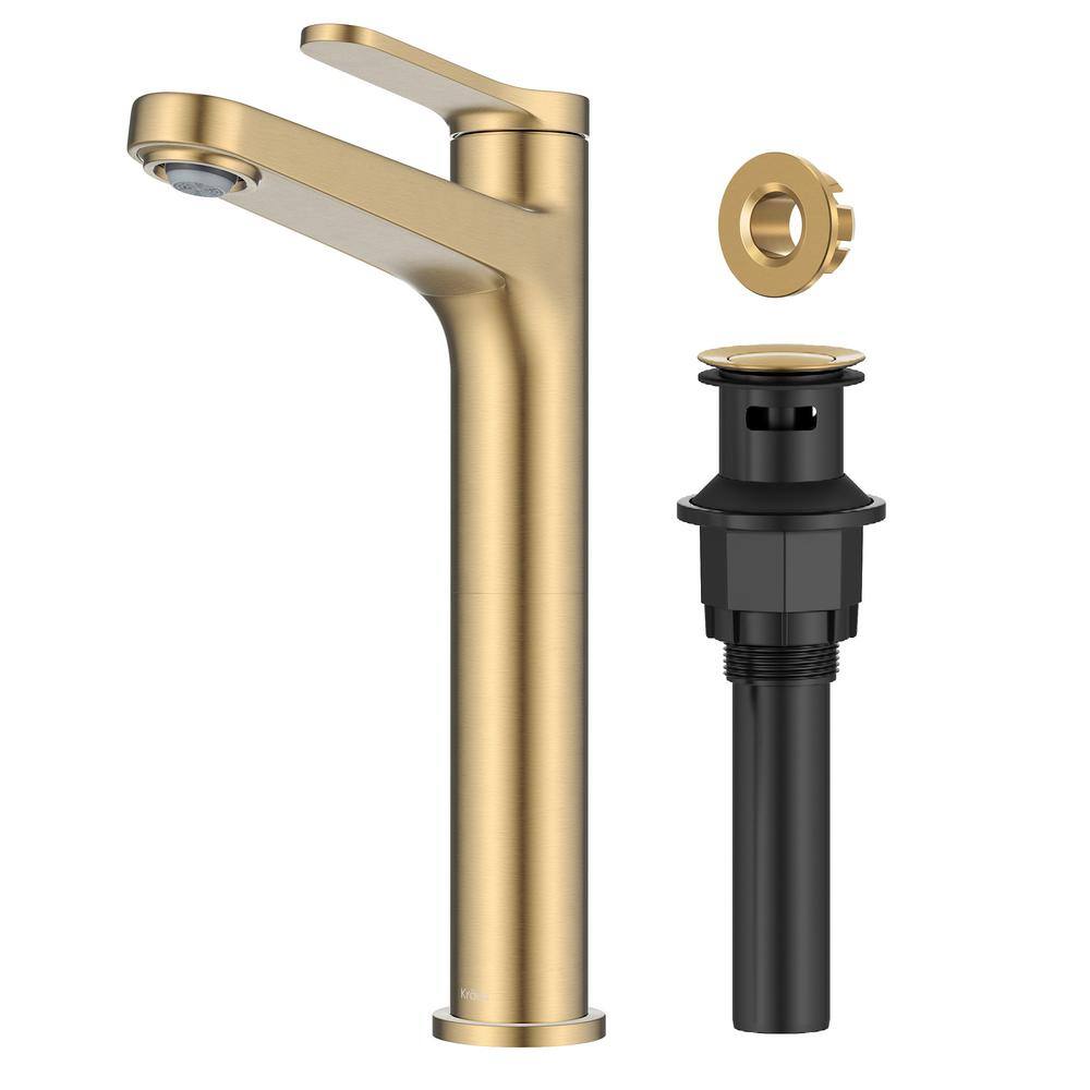 Indy Spot-Free Brushed Brass Single Handle Vessel Sink Faucet