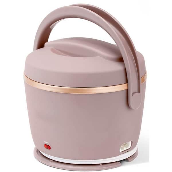 Electric Lunch Box Metal Food Storage Container with Lids, Portable Food Warmer, Spill-Free and Dishwasher-Safe in Pink